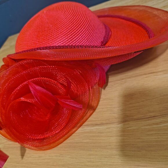 Women’s Red First Lady Church Hat | Elegant Statement | One Size - Picture 4 of 8